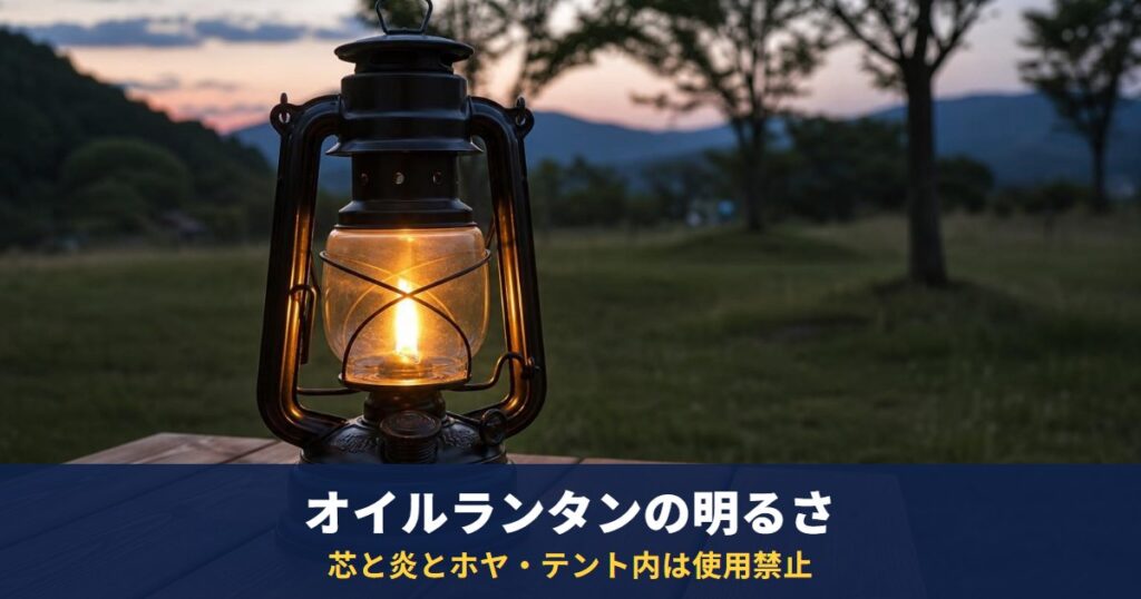 オイルランタンの明るさは芯と炎とホヤで決まる｜メーカー説明書の手入れ方法と、テント内は使用禁止