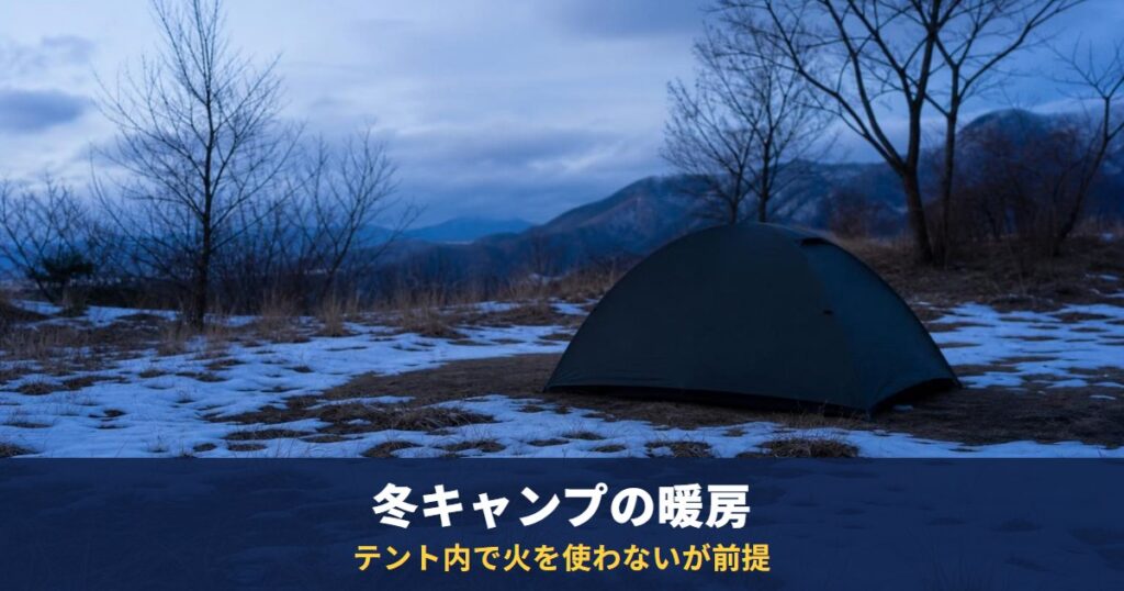 冬キャンプの暖房は「テント内で火を使わない」が前提|寝袋・マットが本体、電気毛布と湯たんぽは寝る前に温める道具