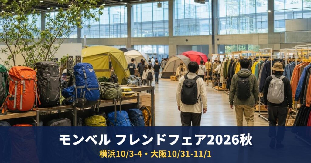 モンベル フレンドフェア2026秋は横浜10/3-4・大阪10/31-11/1｜入場は会員と同伴者、当日入会は年会費1,500円