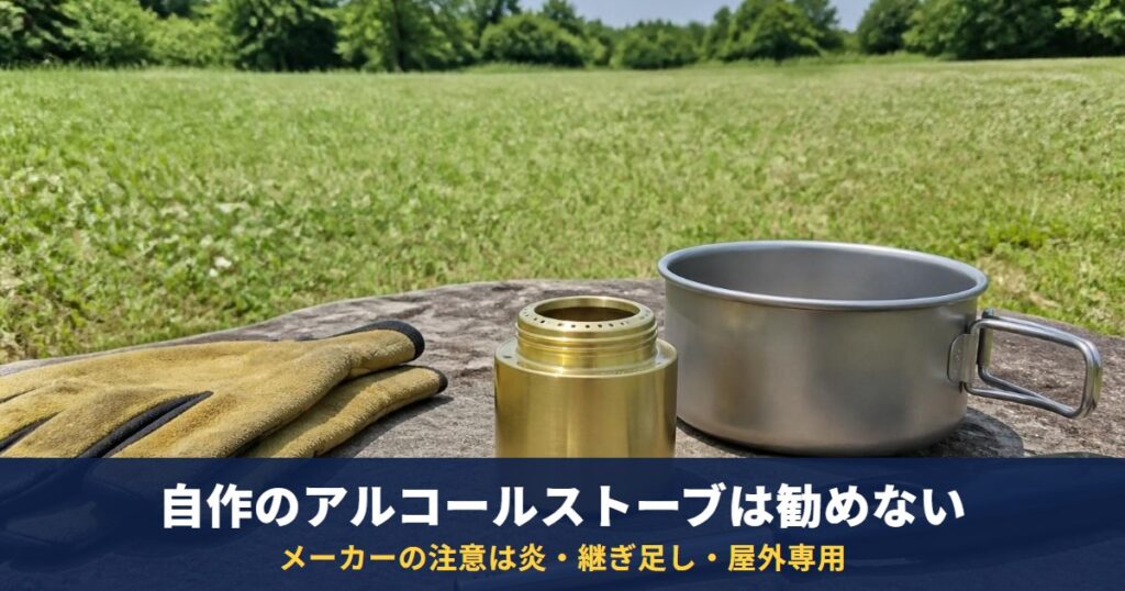自作のアルコールストーブは勧めない｜メーカー品でも炎は見えにくく、継ぎ足しは冷めてから、使うのは屋外